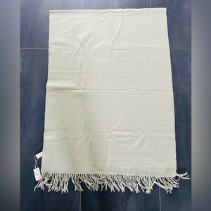 Pretty Persuasions Cream and Green Scarf with Fringe Detail